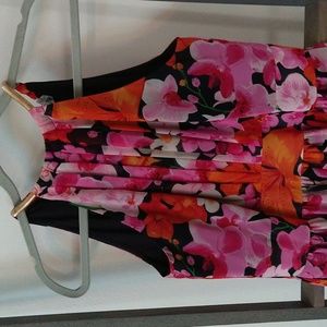 Eliza J Vibrant Floral Maxi Dress - Pink, Orange, Black